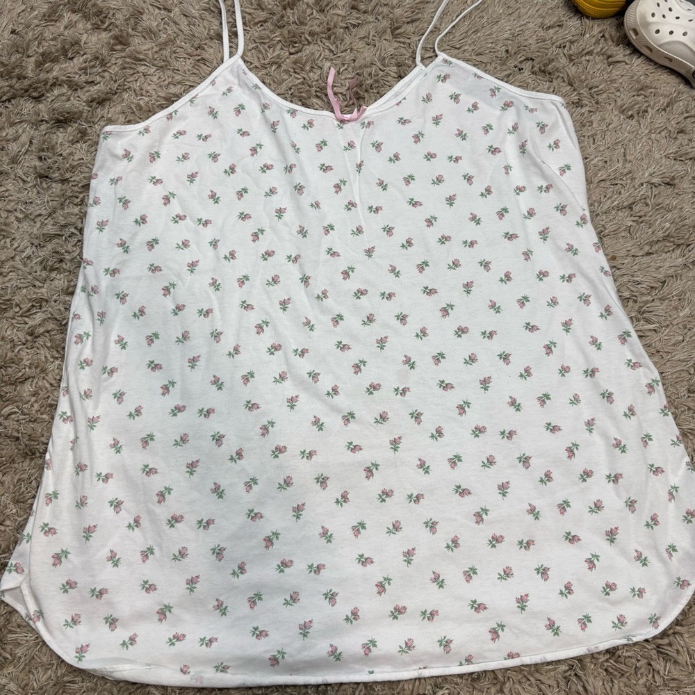 VINTAGE PETRA FASHION WHITE CAMI NIGHTGOWN  FLORAL PRINT SIZE 2X